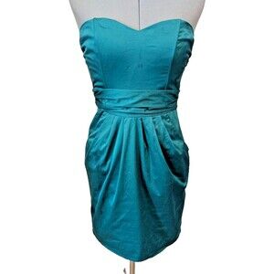 H&M Teal Strapless Mini Dress Party Cocktail‎ Dress Size 10